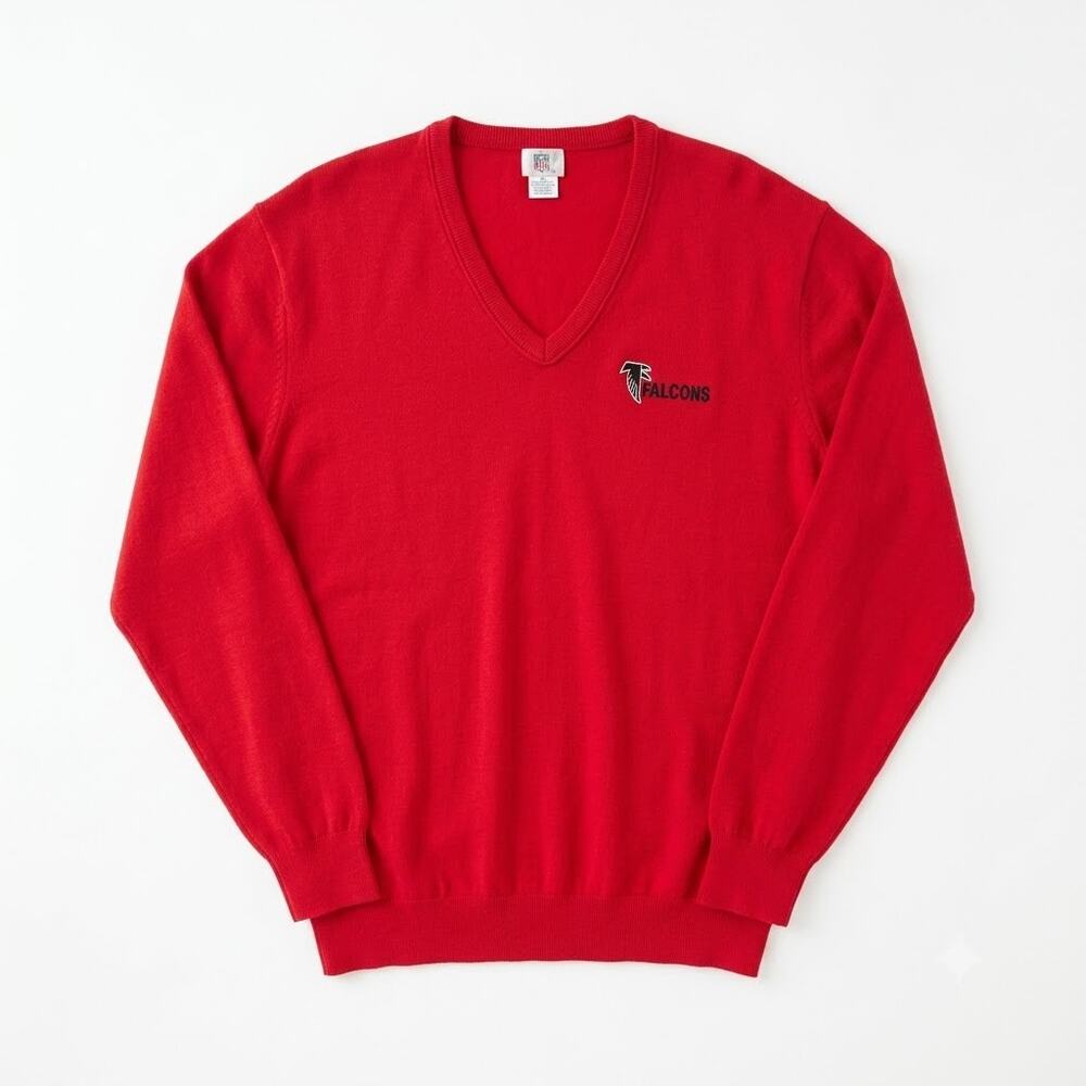 Atlanta Falcons Vintage 90s V Neck Sweater Red NFL Football Lightweight Mens XL